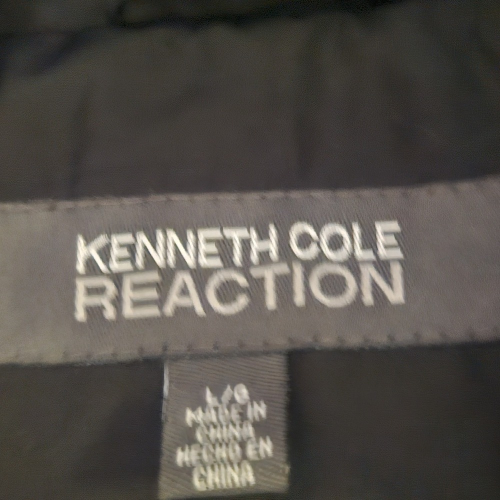 Kenneth Cole Reaction Womens Black Chevron Puffer‎ Jacket Full Zip Collar Size L - Picture 3 of 3
